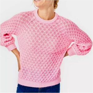 Lilly Pulitzer Pink Textured Crew Neck Sweater